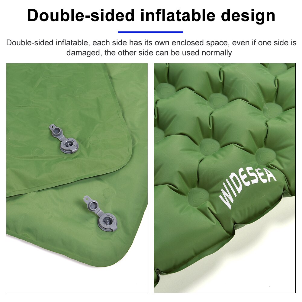 Widesea Camping Enkele Opblaasbare Matras Outdoor Slaapmatje Bed Ultralight Beach Air Mat Vouwen Tent Reizen Kussen