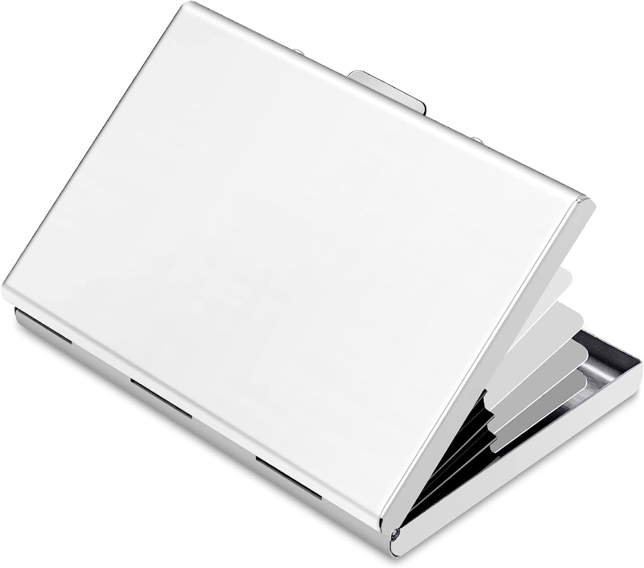 Anti-escaneo RFID 6 tarjetas de gran capacidad de aluminio Metal tarjetero de crédito funda tipo billetera con bloqueo delgado protección para tarjetas de visita: Transparente