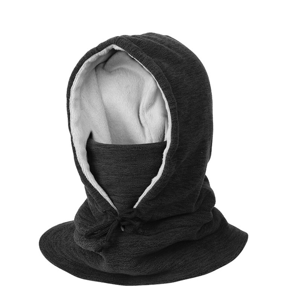 Winterwarme fleece-mützen, wasserdichte thermo-sturmhauben, gesichts- und nackenwärmer für herren, outdoor-sportarten, skischals, thermomützen: Schwarz