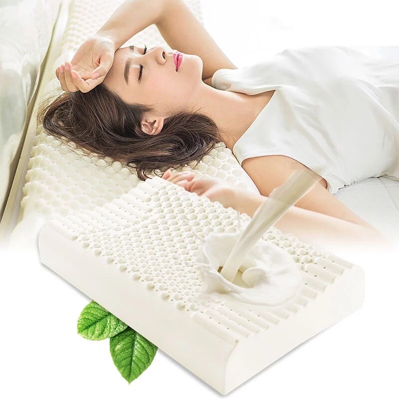Thailand Natural Latex Bed Cervical Pillow Health Care Orthopedic Pillow for Neck Dunlopillo Latex Foam Pillow Sleeping Almohada