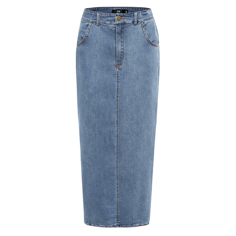Arabic stretch denim bag hip skirt skirt Muslim women bottoms Turkish vacation shopping casual women skirt Islamic clothing: Blue / XL