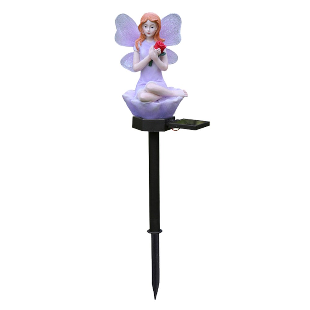 Flower Fairy Led Zonne-verlichting Outdoor Waterdichte Elfen Licht Gazon Stakes Lampen Yard Art Voor Thuis Tuin Binnenplaats Festival Decor: Paars