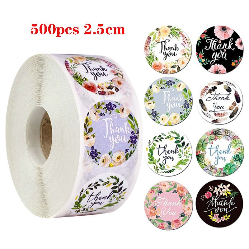 500PCS/Roll Thank You Stickers Handmade Sticker Circle Stationery Thank You For Your Order Seal Labels Thank You Sticker: 1
