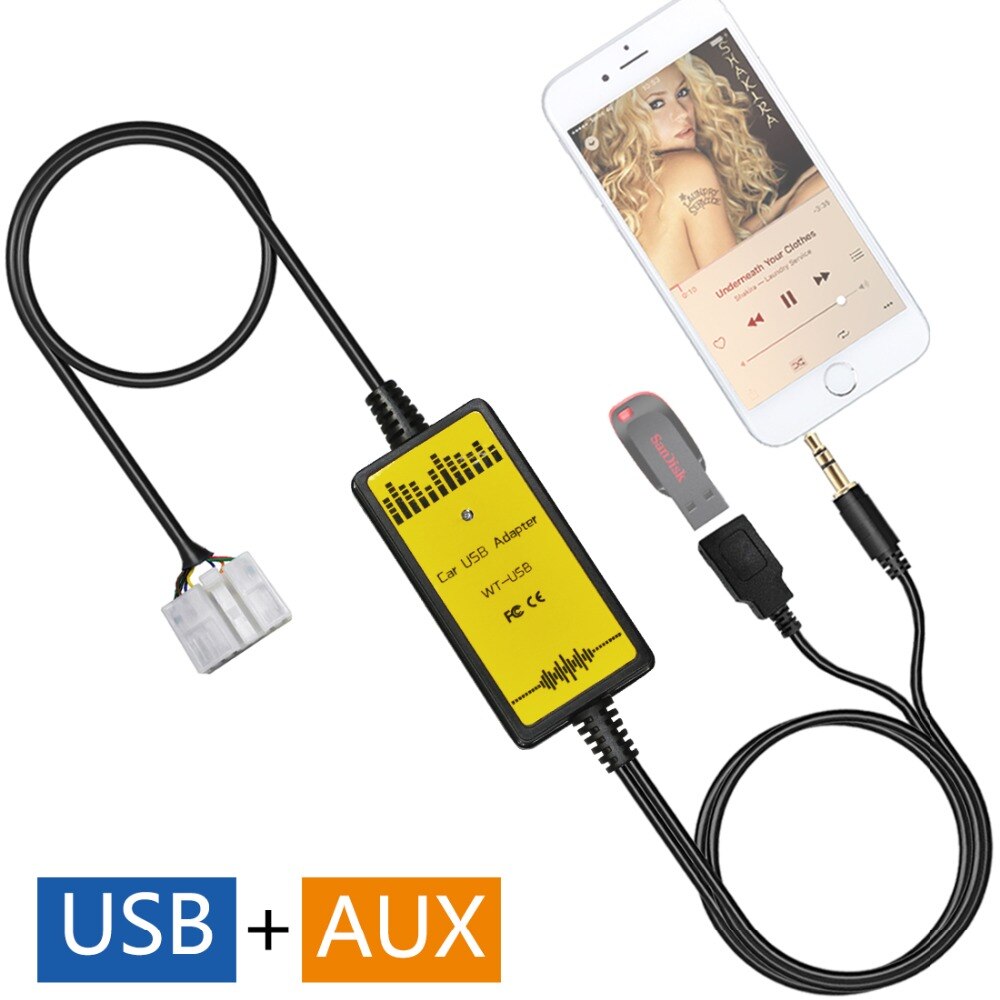 Auto USB AUX Audio Mp3 Adapter Cd-wisselaar Adapter voor Toyota Corolla (1998-2002), Corolla (Verso na 2004)