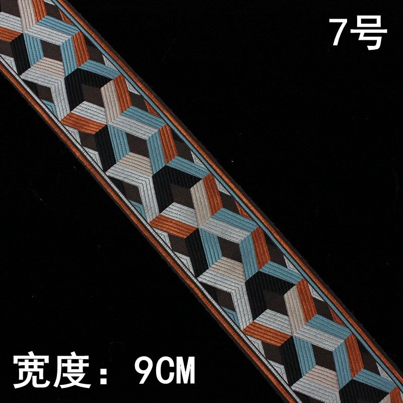 2meters/lot National Embroidered Webbing DIY handmad sewing Ribbon Sofa Curtain Carpet decorative Upholstered benches accessory: No.7  9cm