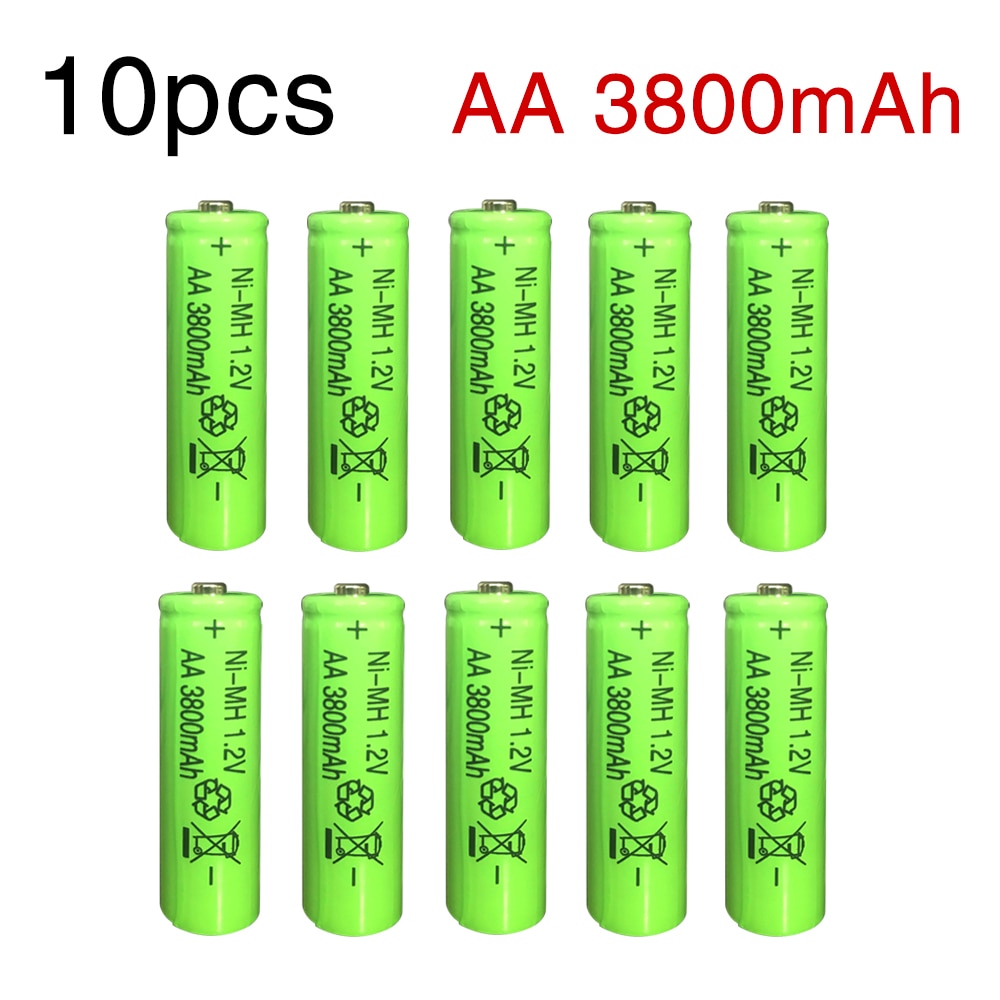 10 Pcs Aa Ni-Mh 1.2V Aa Oplaadbare 3800 Mah 3A Neutrale Batterij Oplaadbare Batterij Voor Led Licht Speelgoed Mp3 aa