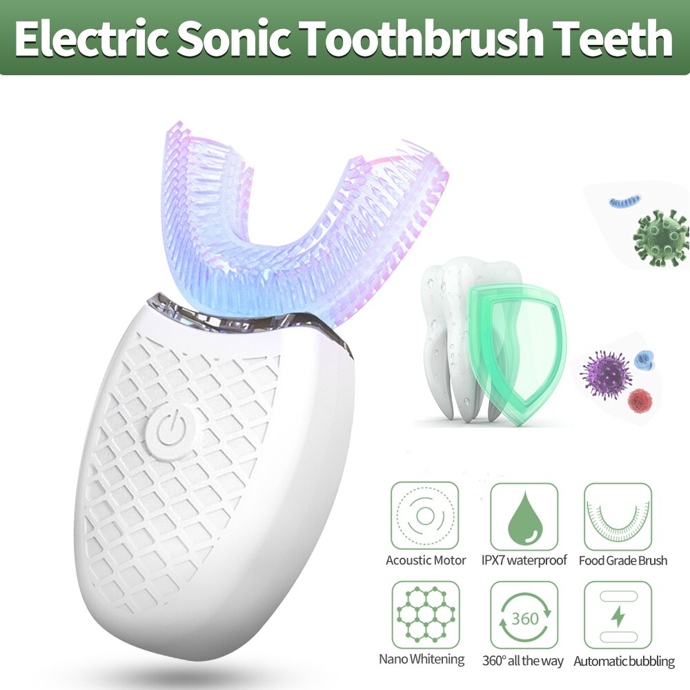 Ultrasone Automatische Elektrische Tandenborstel U-vormige 360 Graden Wit Tanden Oral Care Cleaning Tandenborstel