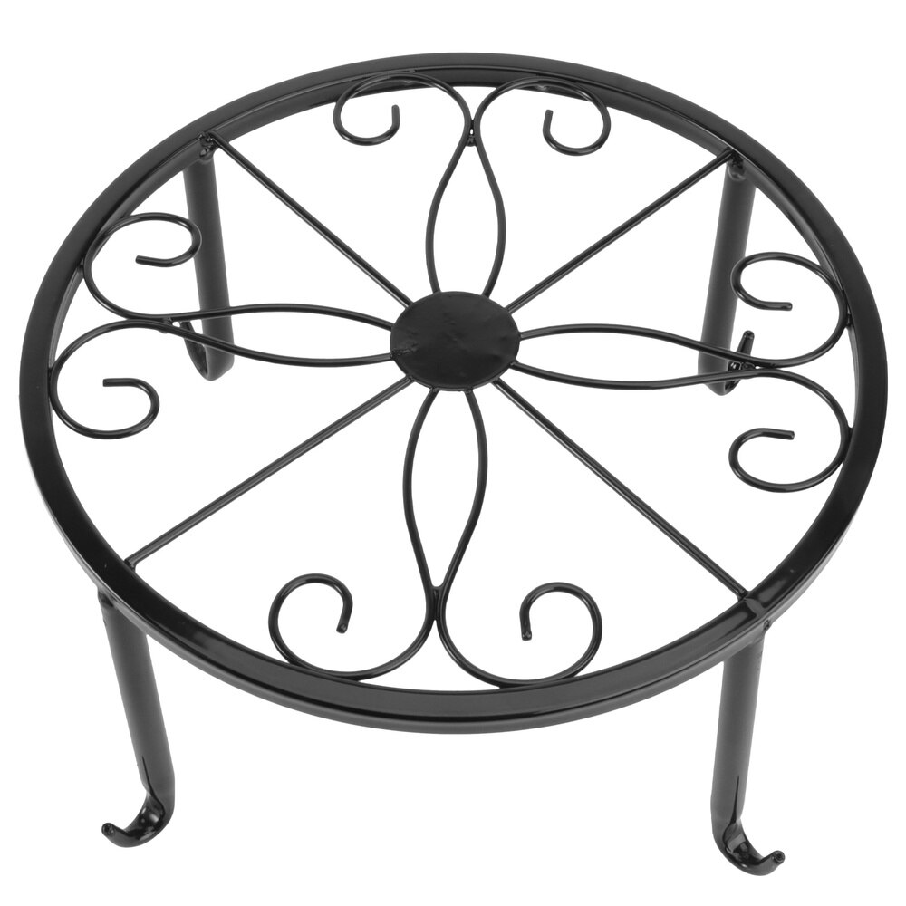 Indoor Outdoor Plant Stand Metal Flowerpot Stand Round Iron Plant Pot Holder 24x24x13cm (White): Black