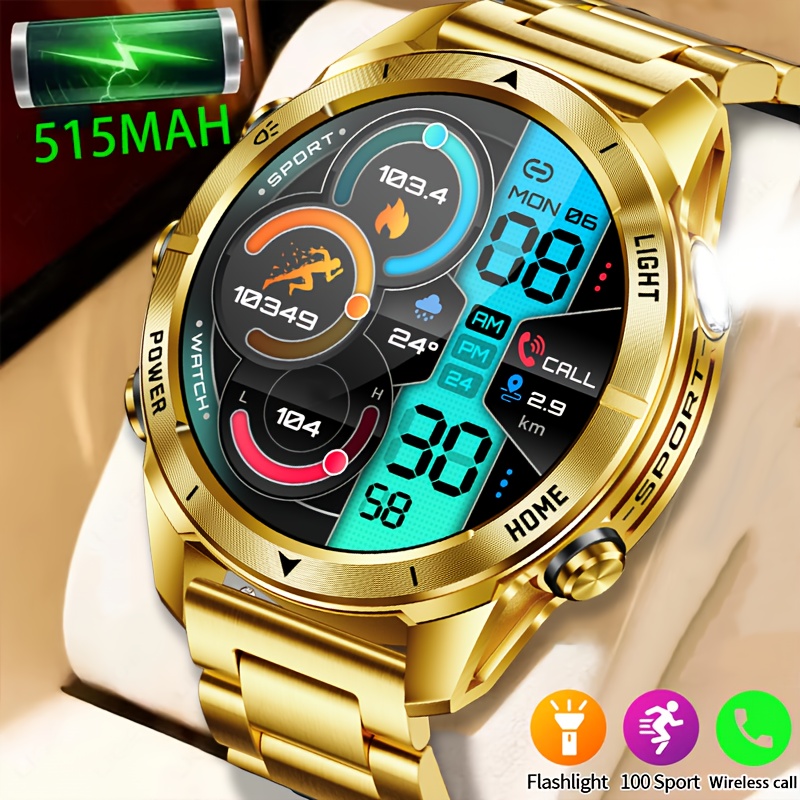 Nuovo Smart Watch per uomo Bluetooth chiamata frequenza cardiaca monitor del sonno bussola esterna torcia a LED impermeabile Sport Smartwatch 2025: Default Title