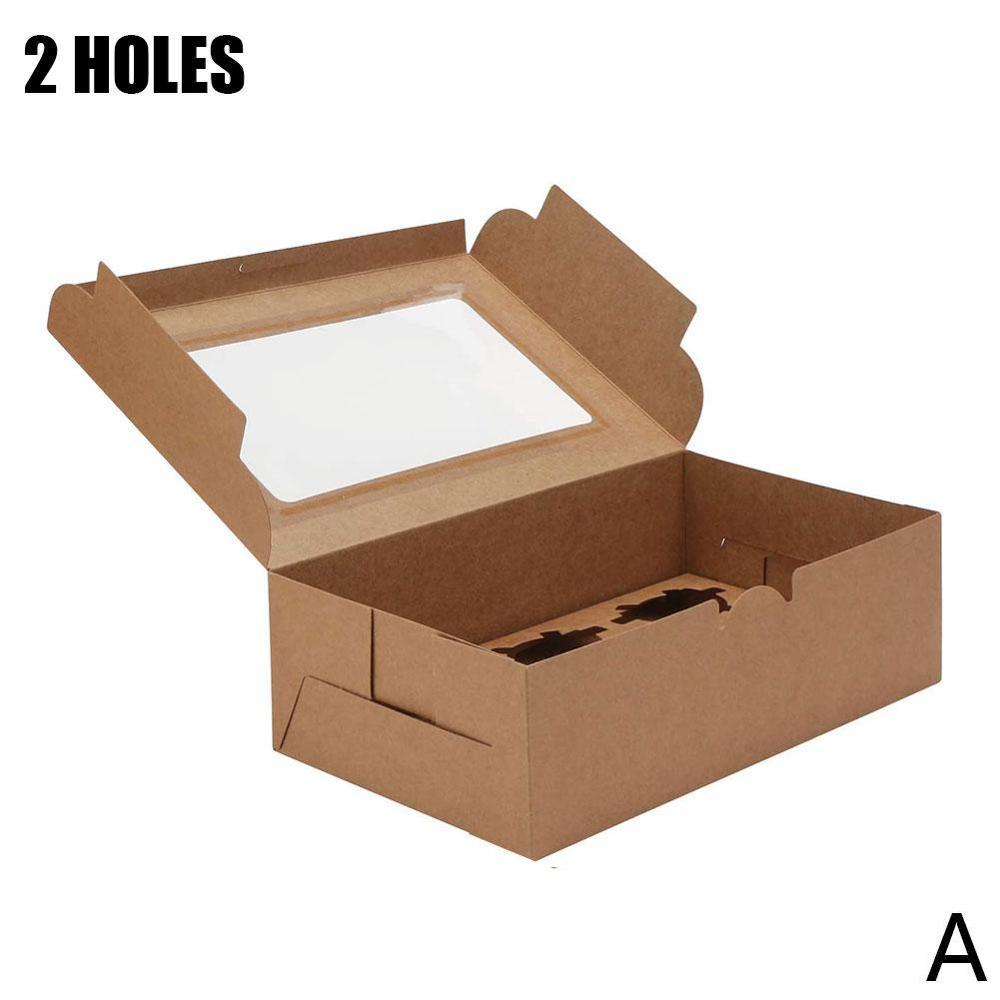 2/4/6 löcher Cupcake Verpackung Kasten Muffin Kasten Keks Gebäck Kasten Kraft Papier Kasten Kuchen Schokolade Verpackung Backen Werkzeuge: 16x9x7.5cm
