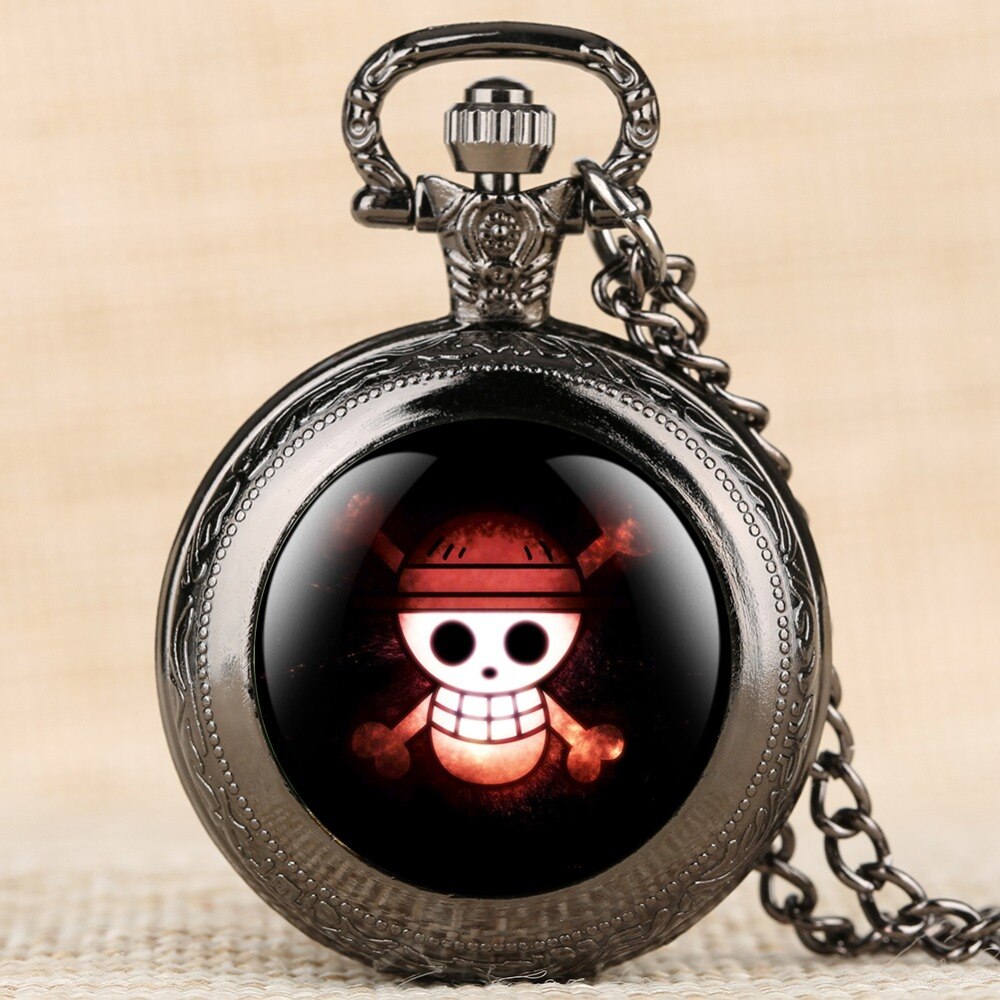 Pocket Watch Skull Pattern Watch Men Quartz Movement Alloy Case Arabic Digital Pocket Watch Men