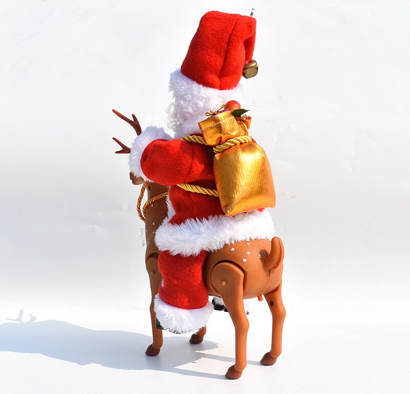 Weihnachten Plüsch Spielzeug Elektrische Santa Claus Reiten ein Reh Musik Kasten Spieler Dekoration Spielzeug