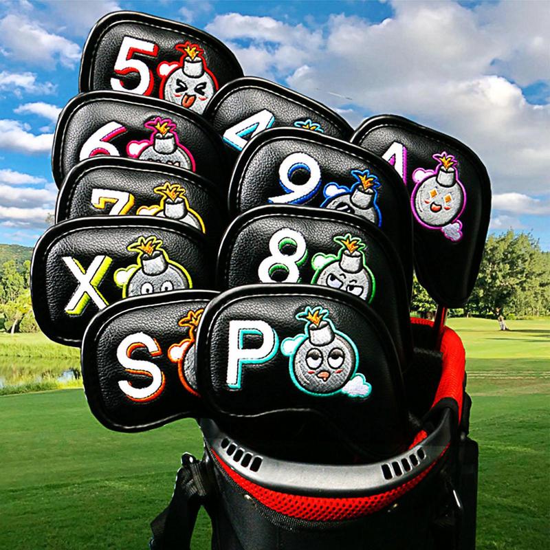10 Stück Golf Eisen abdeckungen tragbare Pu Golf Club Eisen Kopf bedeckungen Schutz Golf Putter Abdeckung Golf Kopf bedeckung Golf Zubehör