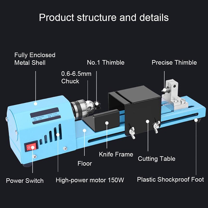 150W Mini Wood Lathe Beads Grinding Polisher Electric Polishing Machine DIY Woodworking Table Buddha Pearl Lathe Beading Machine
