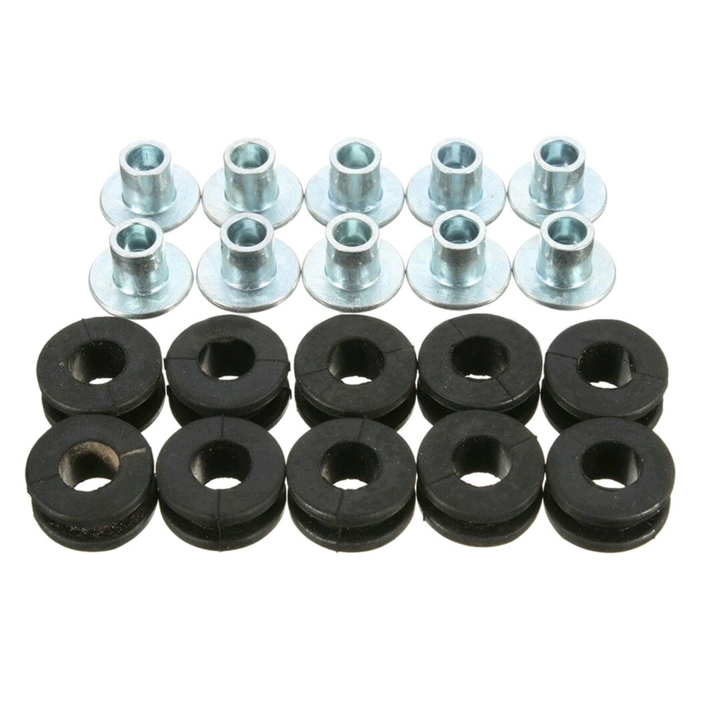 10pcs 10.7mm Round Rubber Grommet Assortment Kit with Bolts for Most Fairings/Cowling Pieces