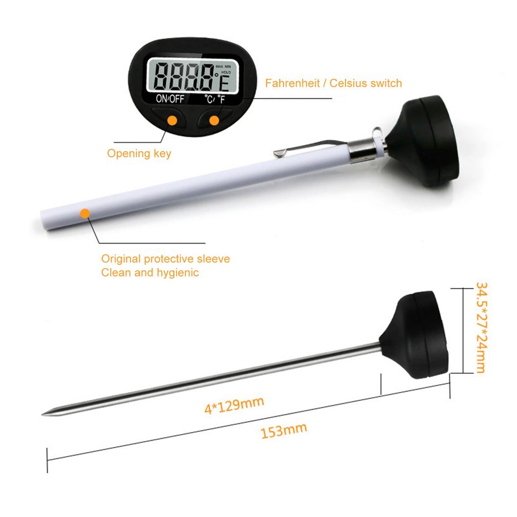 Food Thermometer Kitchen Food Cooking Thermometer Digital Instant Read Meat Thermometer for Barbecue Baking Milk Powder Water