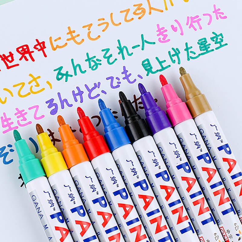 1Pcs Colorful Waterproof Oily Paint Marker Pen Car Tyre Multipurpose Metal Package School Supplies Stationery 12 Colors