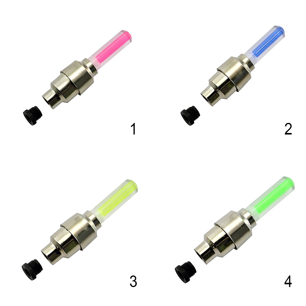 2Pcs Kleurrijke Flash LED Verlichting Fiets Auto Wiel Tire Stem Cap Veiligheid Licht