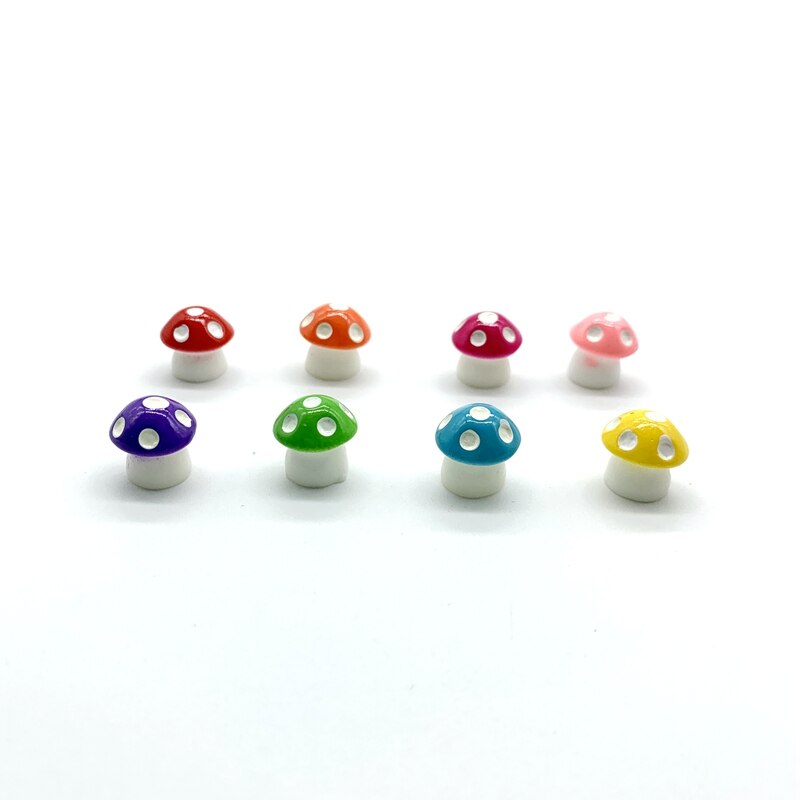 8 Uds. De miniadornos de setas, pollitos, delfines, decoración de musgo, Terrario de jardinería, cactus, maceta, accesorio en miniatura para paisaje: 8pcs Mushroom L