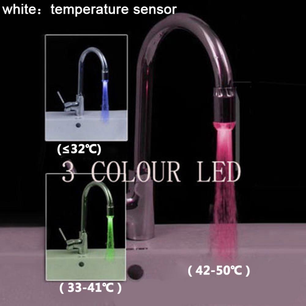 1pc led kran vannkran kraner tilbehør temperatur kraner sensor hoder feste på kranen rgb glød baderom
