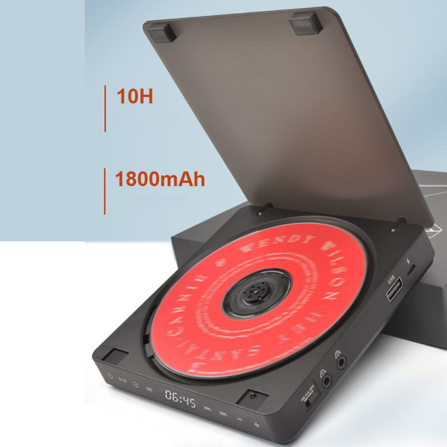 Portable CD Player Double Headphone Jack Version, INS CD Walkman Rechargeable Shockproof LCD Display Anti Skipping Music Players