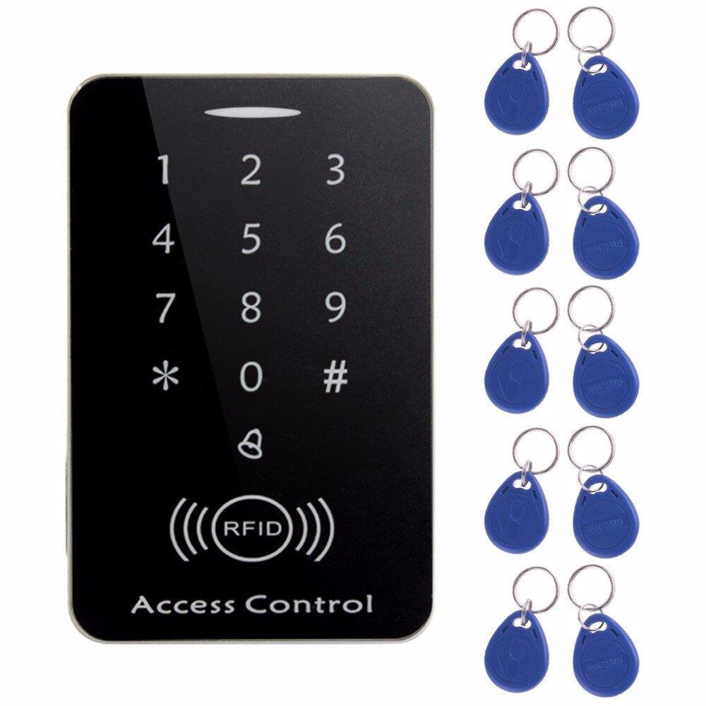 LESHP RFID standalone access control card reader with digital keypad+10 TK4100 keys for home/apartment/factory secure system