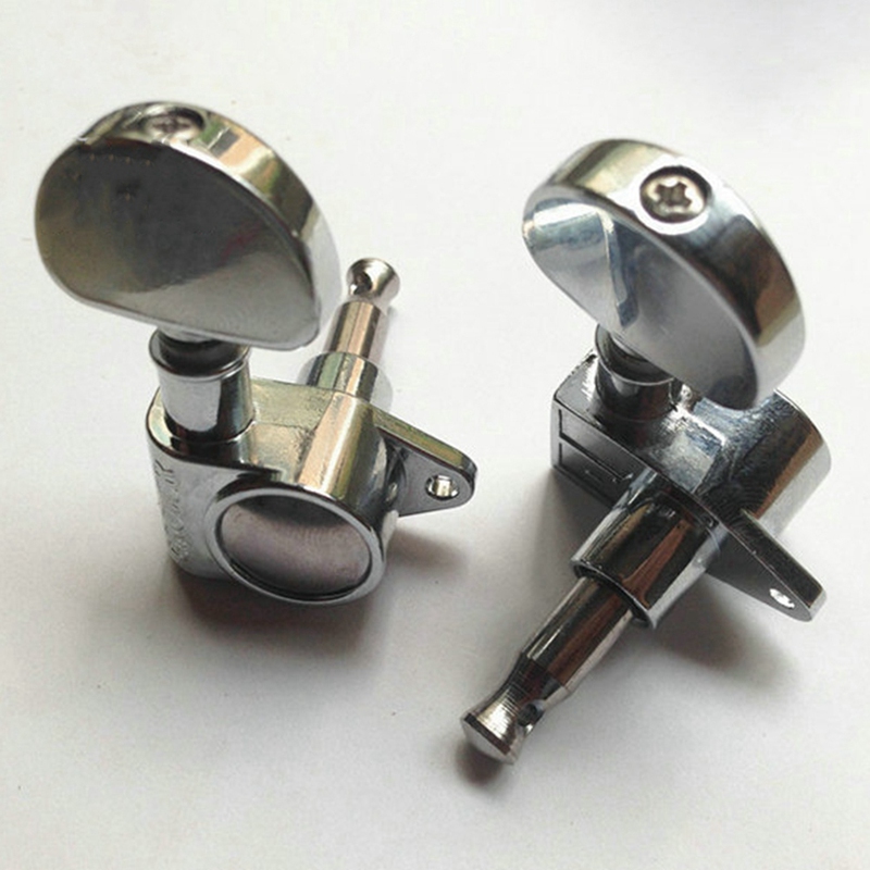 1Set Gitaar String Knop Grover Snaarwinder Gitaar Snaar Tuning Pegs Toetsen Tuners Machine Heads Volledig Gesloten Zilver