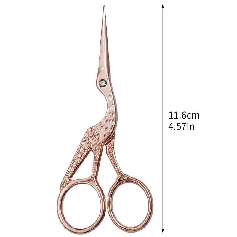 SHWAKK Stainless Steel Embroidery Tailor Scissors Crafts Dressmaking Sharp Handled Needlework Cross stitch Sewing Scissor: 11.6cm rose gold