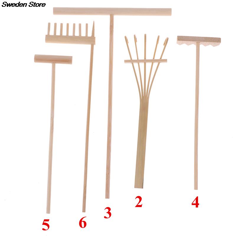 Mini bambus rake for zen hagesand bordplate meditasjon feng shui dekor