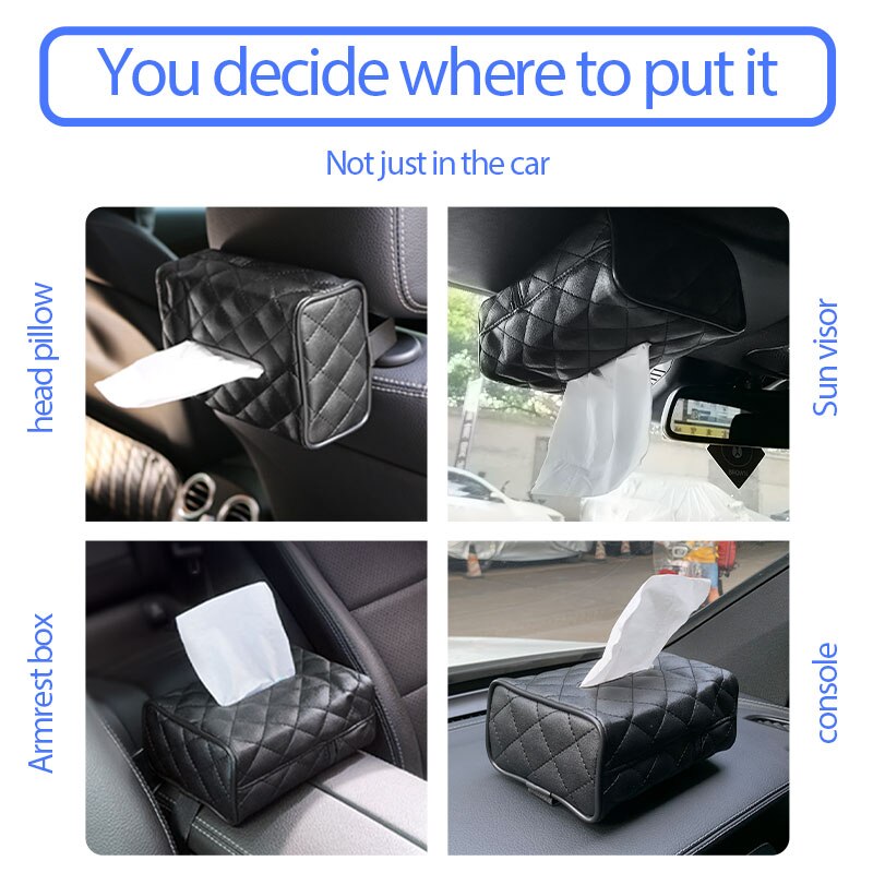 Universele Auto Tissue Box Cover Servet Papier Houder Handdoek Dispenser Voor Auto Achterbank Opknoping Papier Houder Tissue Container Case