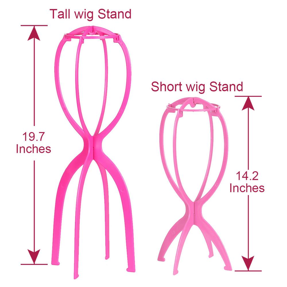 XTREND 1PC Colorful Ajustable Wig Stands Plastic Hat Display Wig Head Holders Mannequin Head/Stand Portable Folding Wig Stand