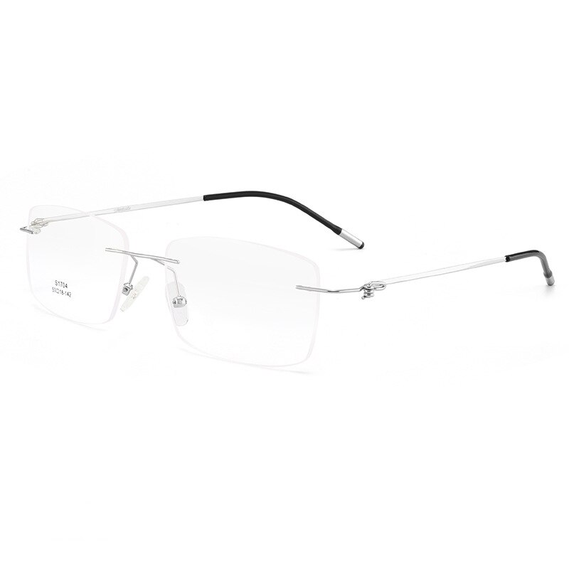 Legering skrueløs rammeløs brille ramme mænd ultralette firkantede briller nærsynethed receptpligtig øjeglas rammeløs mand optisk ramme: Sølv