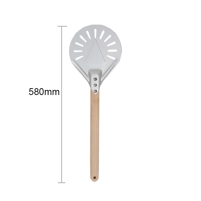 Pizza Turning small Pizza Peel Paddle Short round Pizza Tool Non Slip wooden Handle 7 8 9 inch Perforated Pizza Shovel Aluminum: 8in 40cm handle