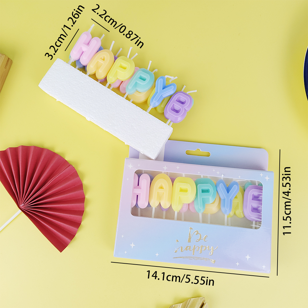 Bougies d'anniversaire avec lettres colorées, 13 paquets, lettres de fête pour enfants et adultes, couleur bonbon, décoration de gâteau