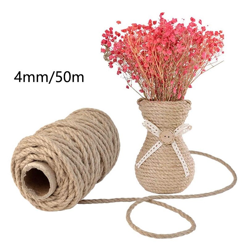50Metre Natural Twine Braided Rope, Crafting Twine String Thick Twine for DIY Artwork, Gardening Applications