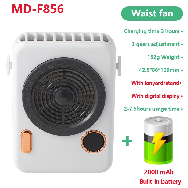 Newest USB Portable Personal Hanging waist Fan With Recharge Battery Ultra quiet Wearable Electric Fan handheld Air Conditioner: 06
