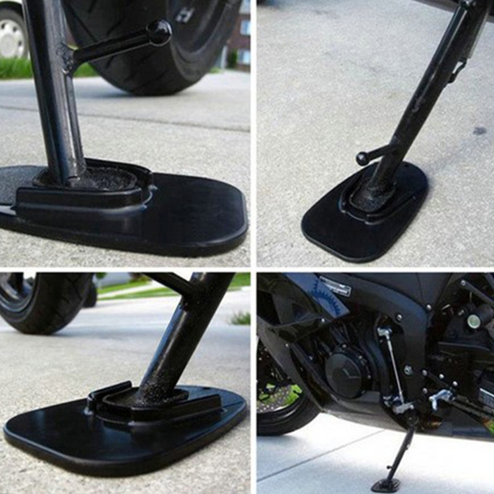 1 st Zwart Universele Motorfiets Plastic Zijstandaard Moto Bike Kickstand antislip Plaat Side Extension Ondersteuning Voet Pad Base