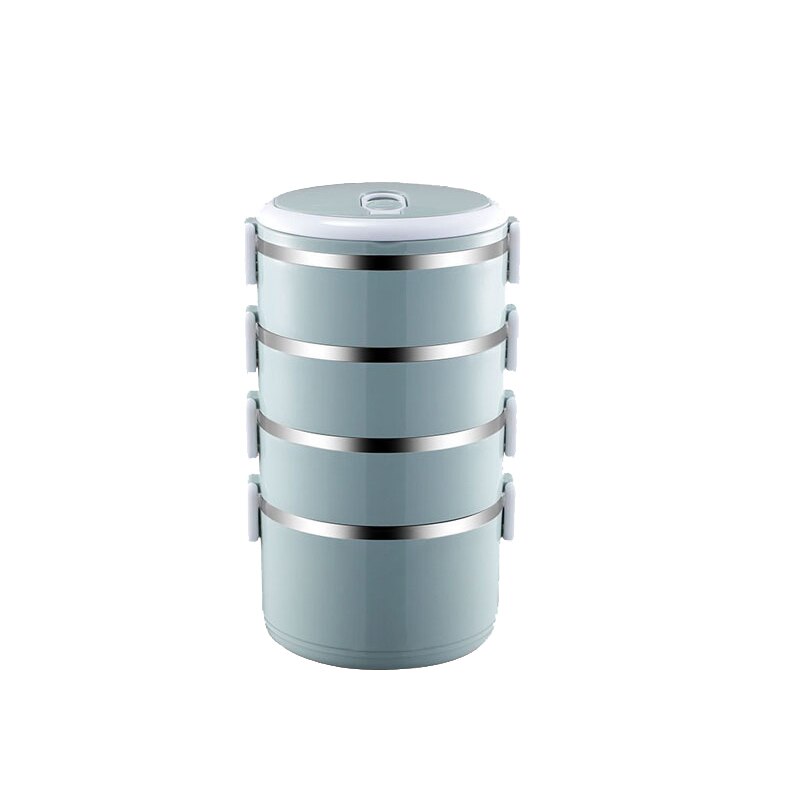 Protable Lunch Box Stainless Steel Bento Boxes Multilayer Lunch Box For Kid Office Workers Microwave Food Container Tableware: 4Layer-Blue