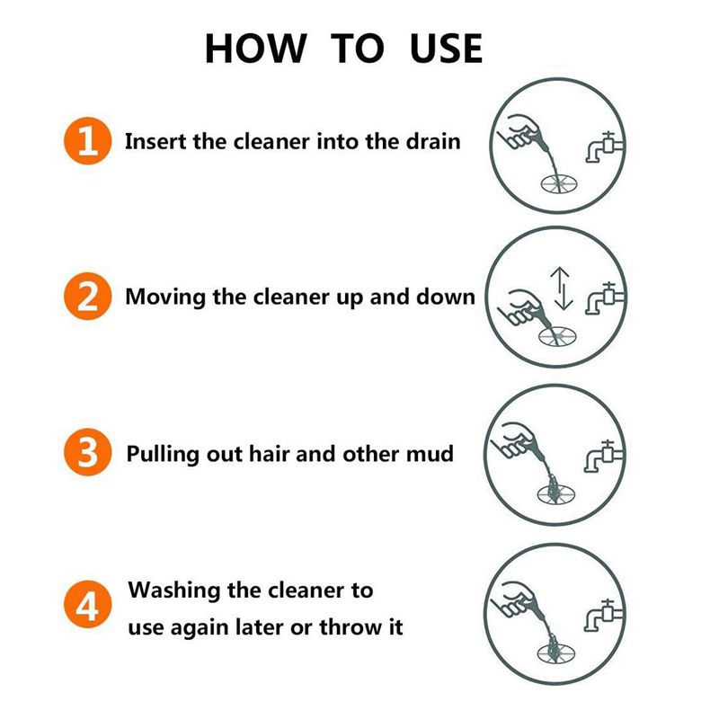 Herramienta de limpieza de drenaje de pelo de serpiente, herramienta de limpieza, gancho de tubería de fregadero de plástico para baño, cocina, baño