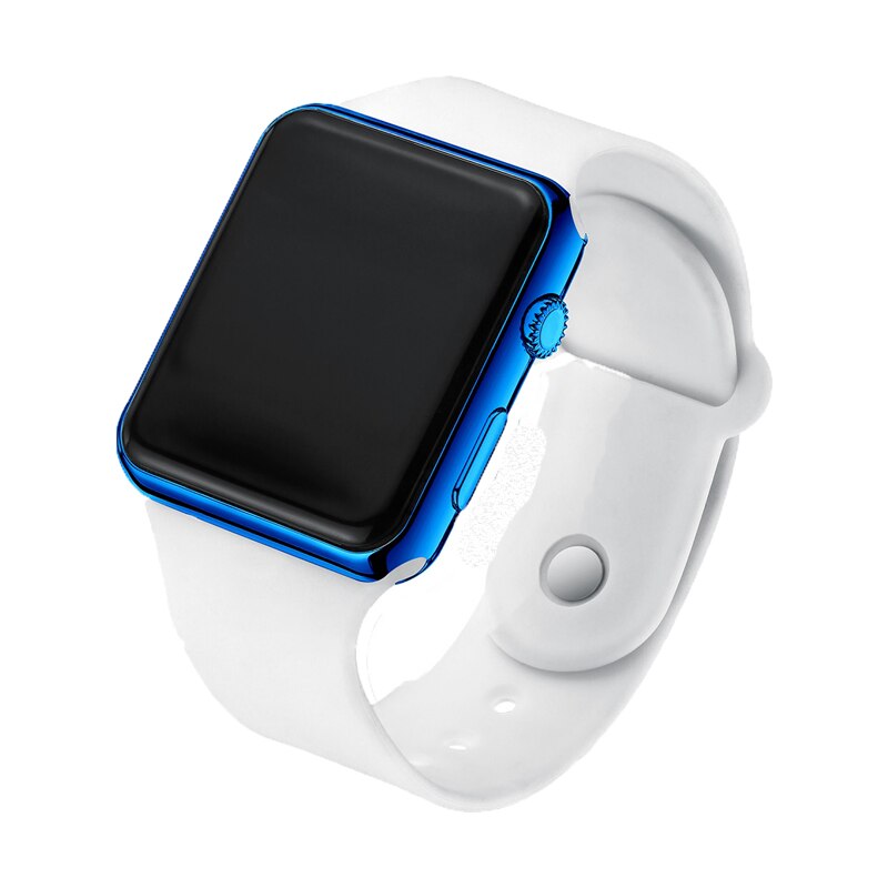 Mode Mannen Kijken Vrouwen Casual Sport Armband Horloges Wit LED Elektronische Digitale Snoep Kleur Siliconen Horloge Kinderen: white blue