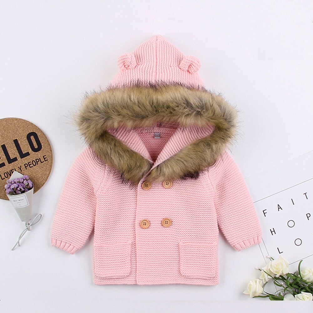 Kid Jongen Meisje 0-24M Gebreide Warm Uitloper Jas Vesten Winter Jas Kleding Outfit: Roze / 24M