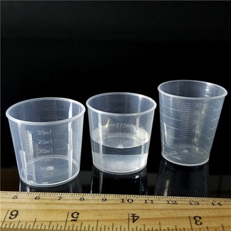 10pcs 15 ml/30 ml Plastic Maatbeker Transparante Jug Schenktuit Oppervlak Voor Keuken Tool Supplies Geneeskunde maatbeker Gereedschap