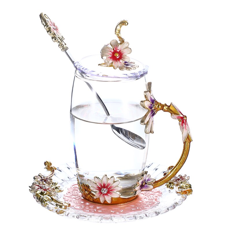 Tazas de café de vidrio esmaltado de Color, tazas de té y tazas resistentes al calor, vasos de agua para el hogar y la Oficina, artículos para beber, para los amantes: 8