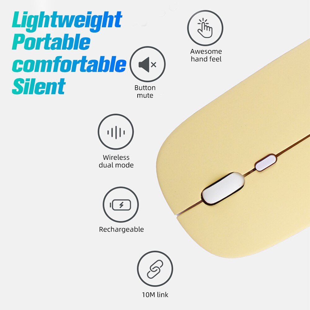 ANKNDO Bluetooth Mouse Rechargeable Dual mode Wireless Mouse For PC Desktop laptop Computer Ergonomic Mini Silent Mause Mice