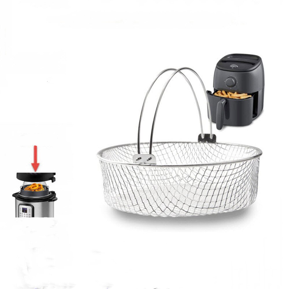 Air Fryer Basket Stainless Steel Mesh Basket For Kitchen Air Fryer Accessories Basket With Handle