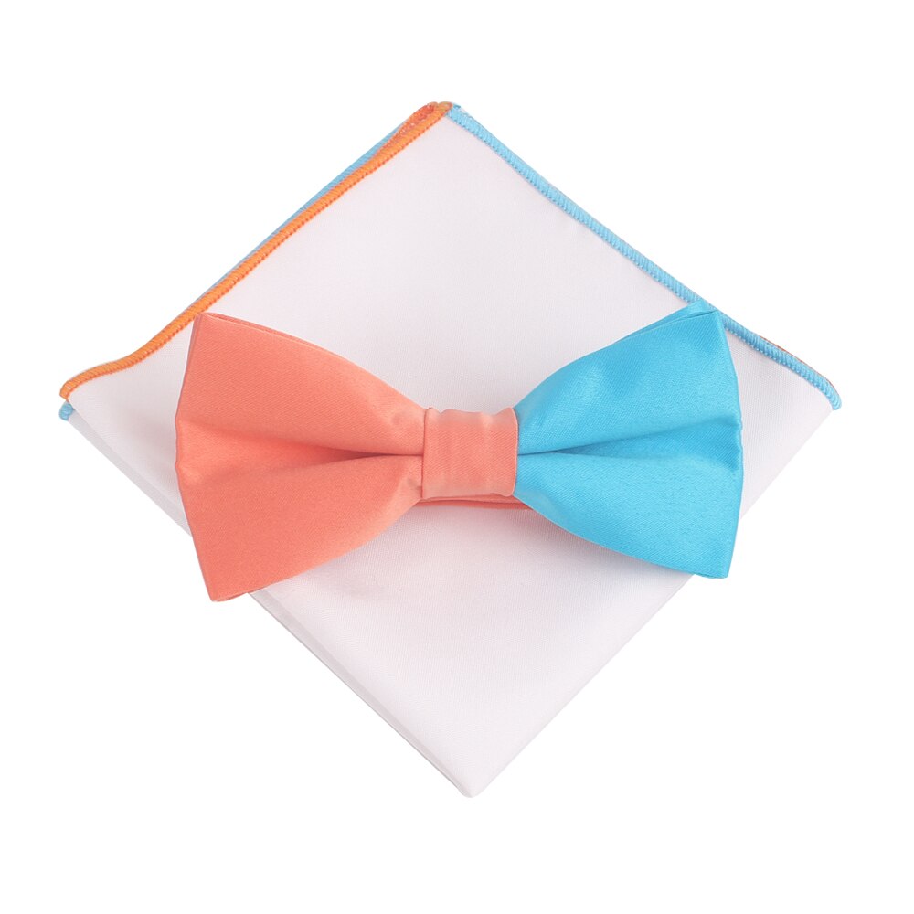 Solid Bowtie and Pocket Square Set Patchwork Bow Tie Suits Hanky Sets For Men Adult Ties Handkerchiefs Towels Scarves
