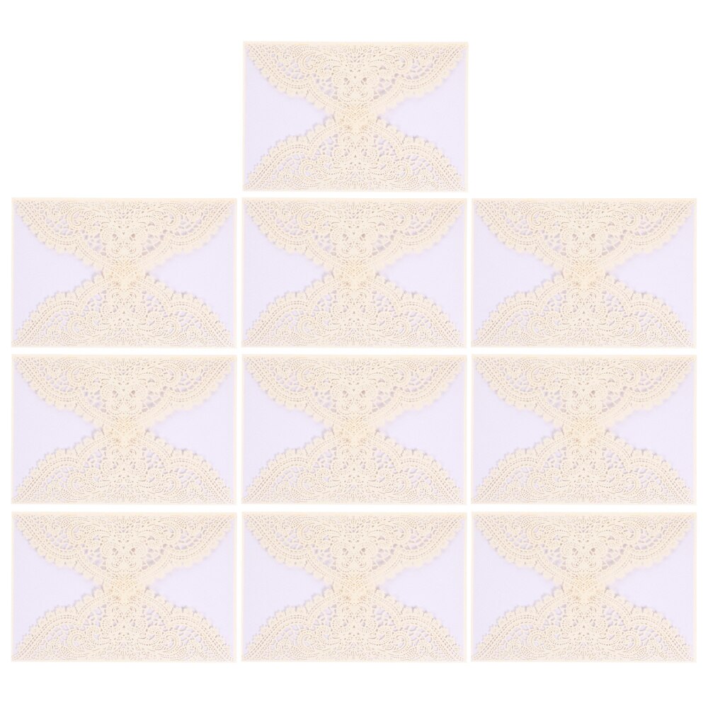 10pcs Wedding Invitations Birthday Party Lovely Paper Invitations Cards: Beige