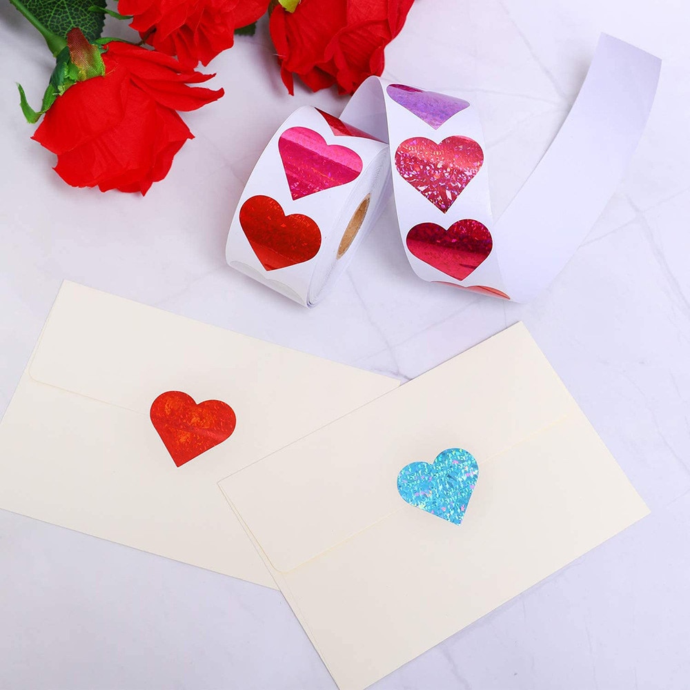 500 Pcs/Roll Love Heart Shaped Label Sticker Scrapbooking Packaging Seal Birthday Party Wedding Supply Stationery Sticker