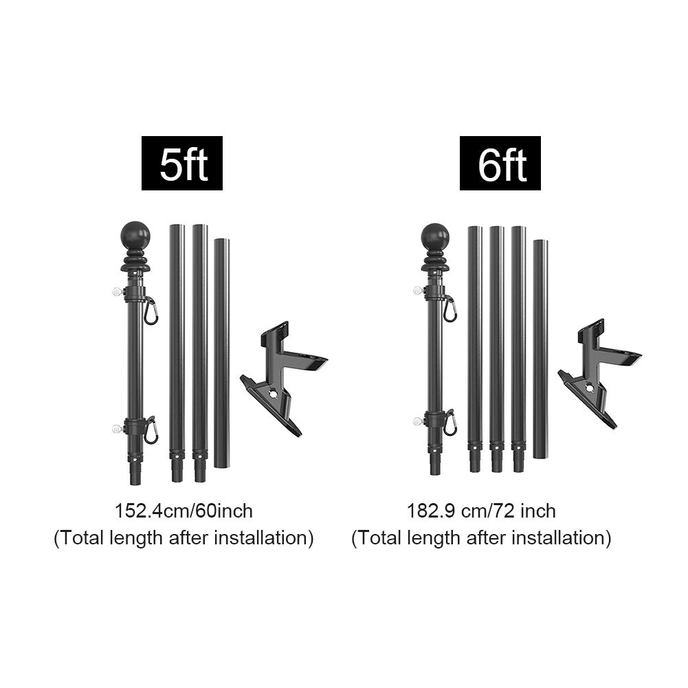 For Garden Multifunction Durable Aluminum Alloy Stable Flag Pole Kit Rotatable Outdoor Yard Easy Install With Bracket Patio