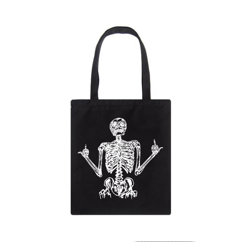 Grunge dragon letter women Y2K borsa a tracolla borsa in tela con stampa teschio gotico casual hip-hop High street borsa shopper di grande capacità: Hei05